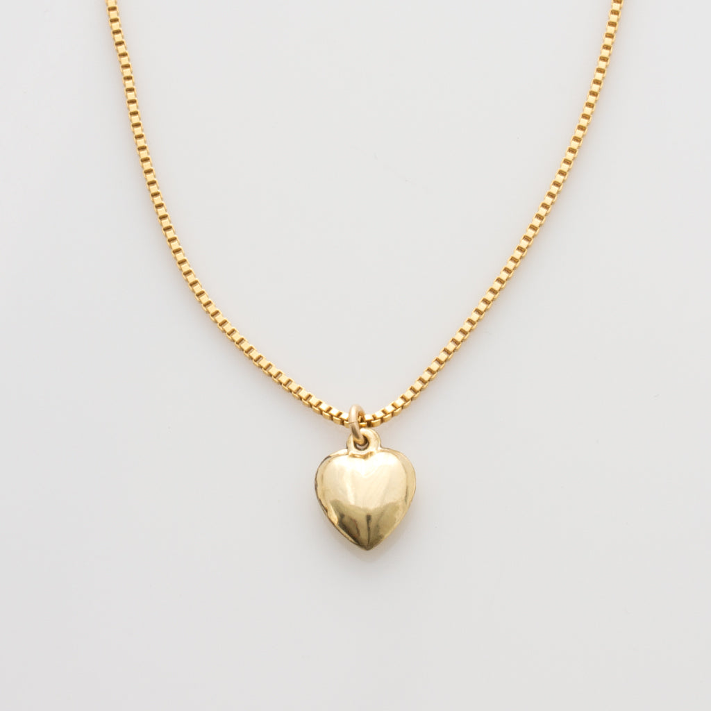 Puffy Heart Box Chain Necklace