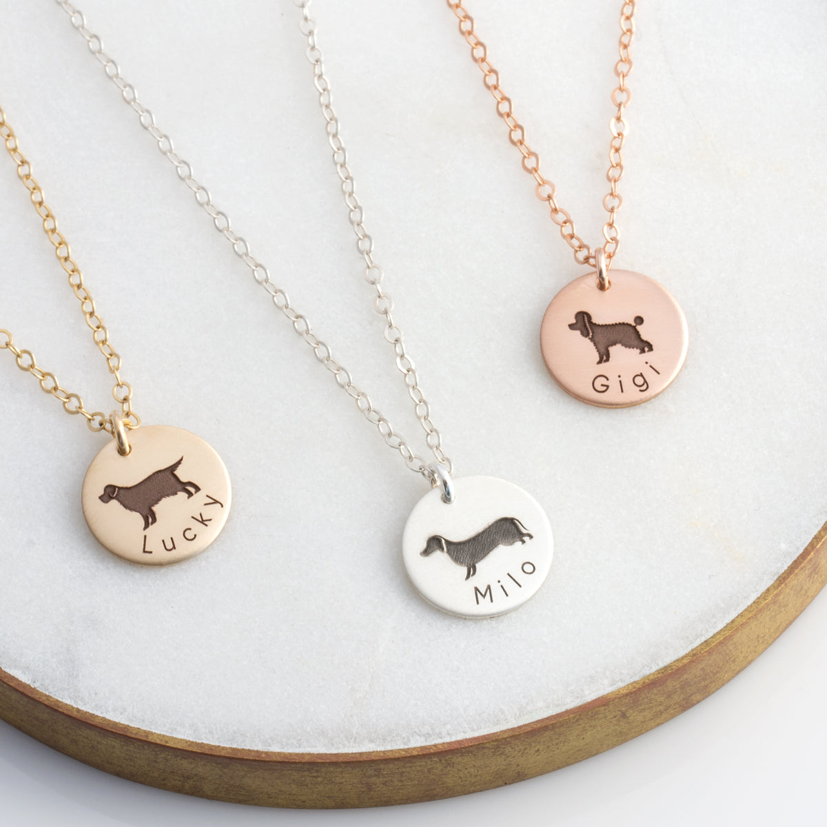 Dog and Name Disc Necklace