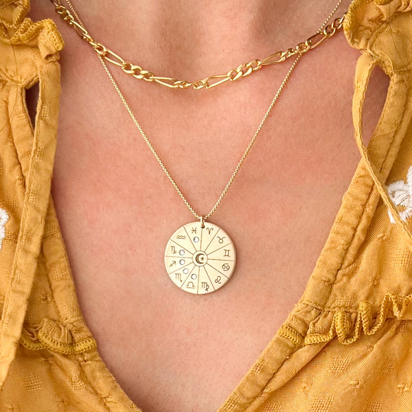 XL Zodiac Wheel Necklace - LEILA XL Zodiac Wheel Necklace - LEILA