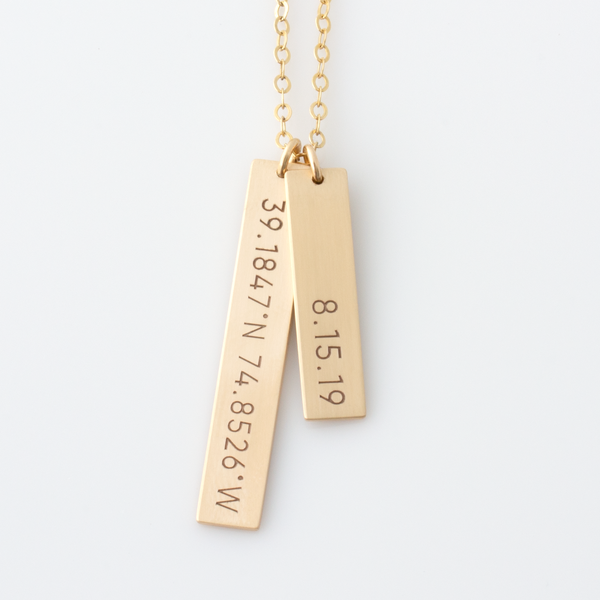 Coordinates and Date Bar Necklace LEILA