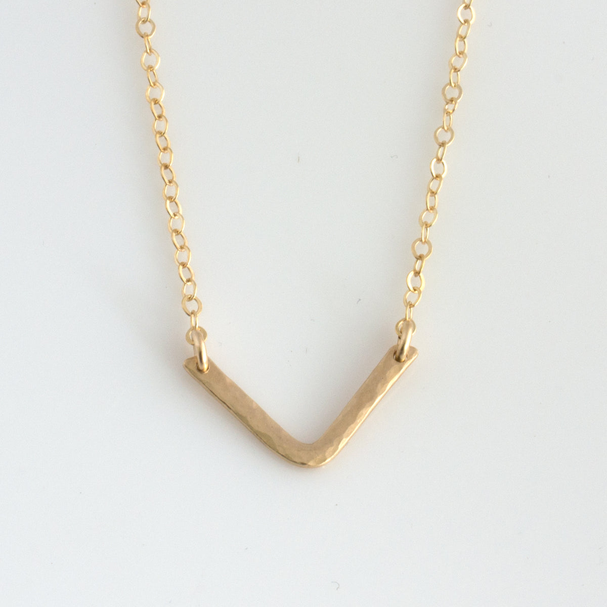 Small Hammered V Necklace