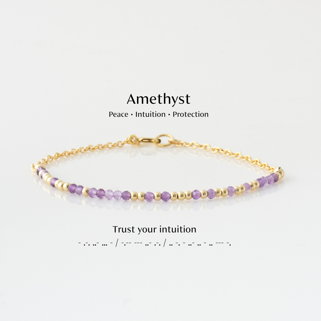 Mini Amethyst Morse Code Bracelet