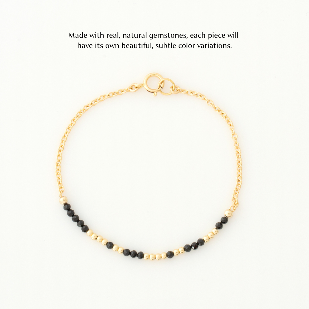 Mini Black Spinel Morse Code Bracelet