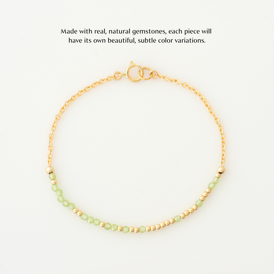 Mini Peridot Morse Code Bracelet