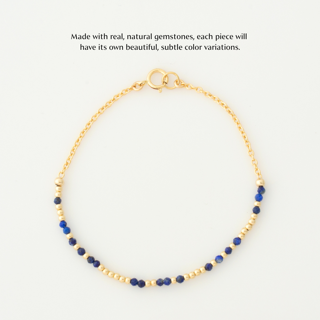Mini Lapis Lazuli Morse Code Bracelet