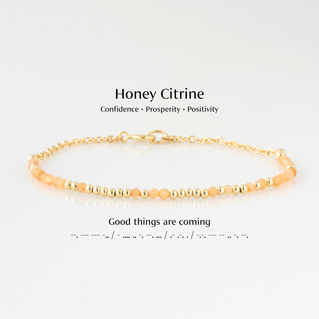 Mini Honey Citrine Morse Code Bracelet