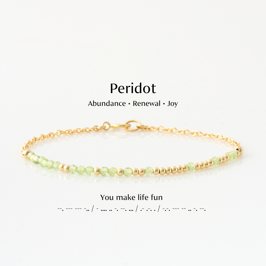 Mini Peridot Morse Code Bracelet
