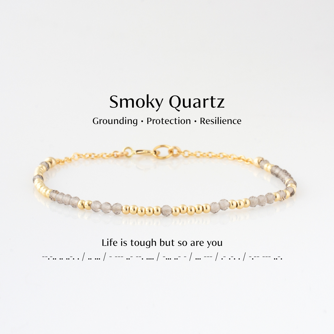 Mini Smoky Quartz Morse Code Bracelet