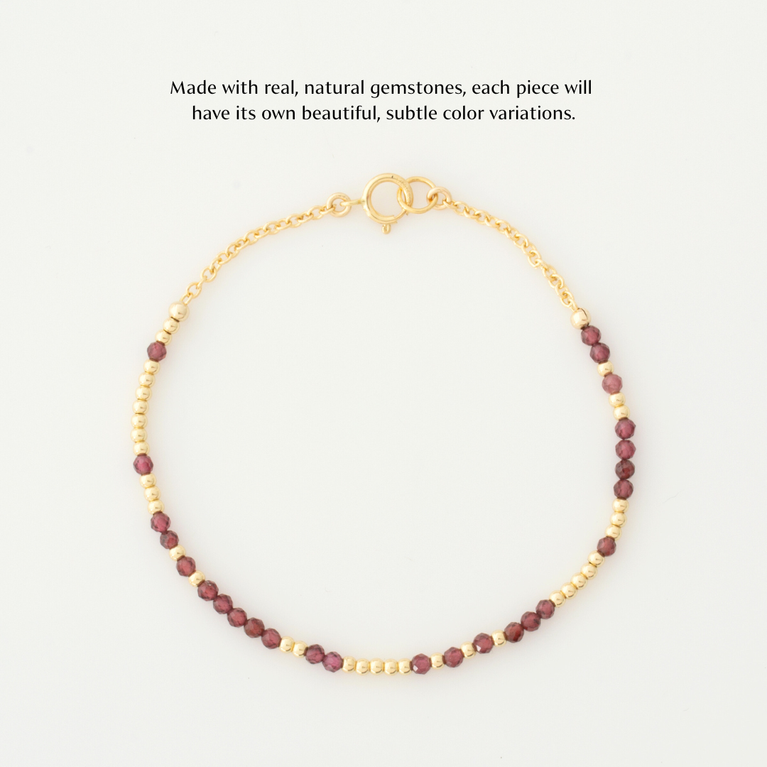 Mini Garnet Morse Code Bracelet