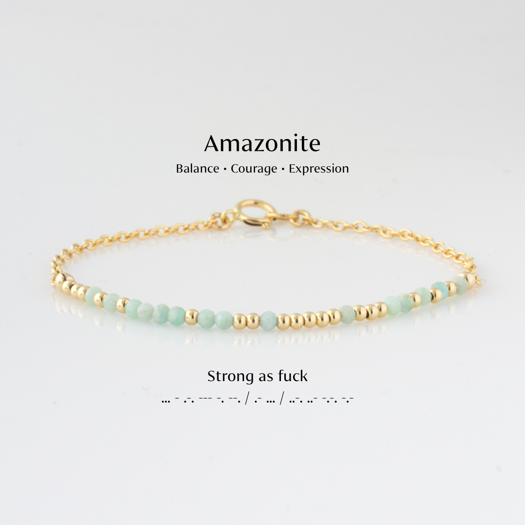 Mini Amazonite Morse Code Bracelet