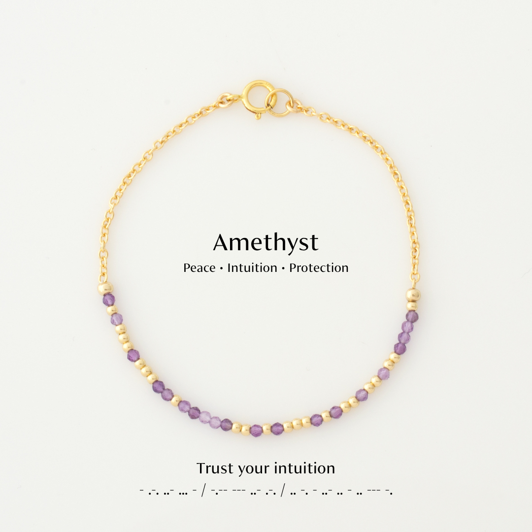 Mini Amethyst Morse Code Bracelet