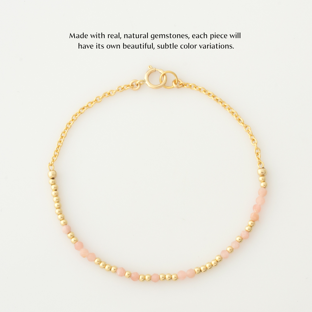 Mini Pink Opal Morse Code Bracelet
