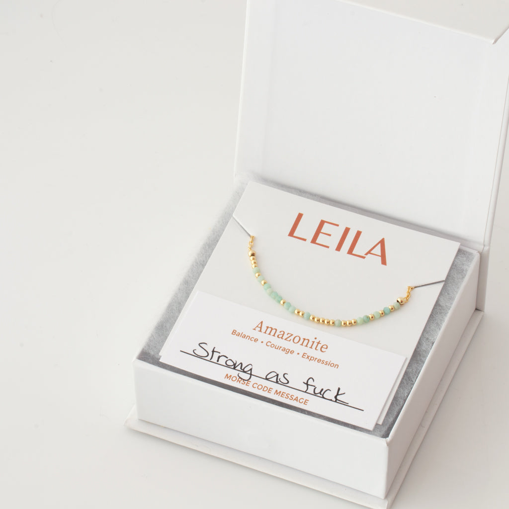Mini Amazonite Morse Code Bracelet