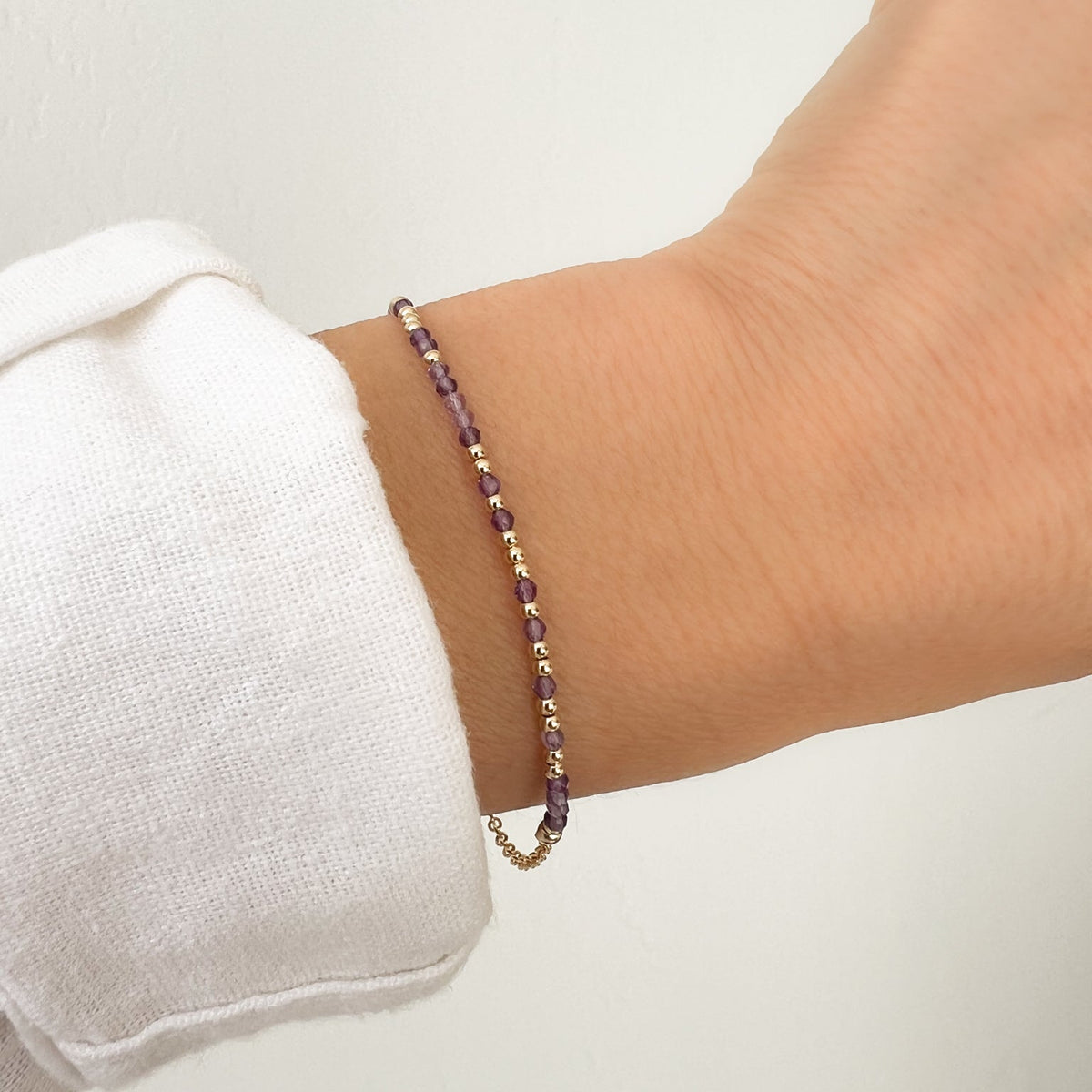 Mini Amethyst Morse Code Bracelet