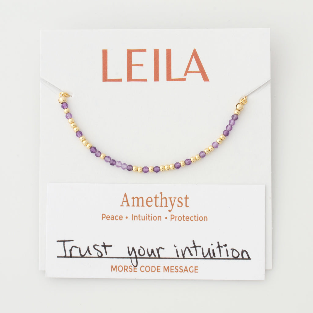 Mini Amethyst Morse Code Bracelet