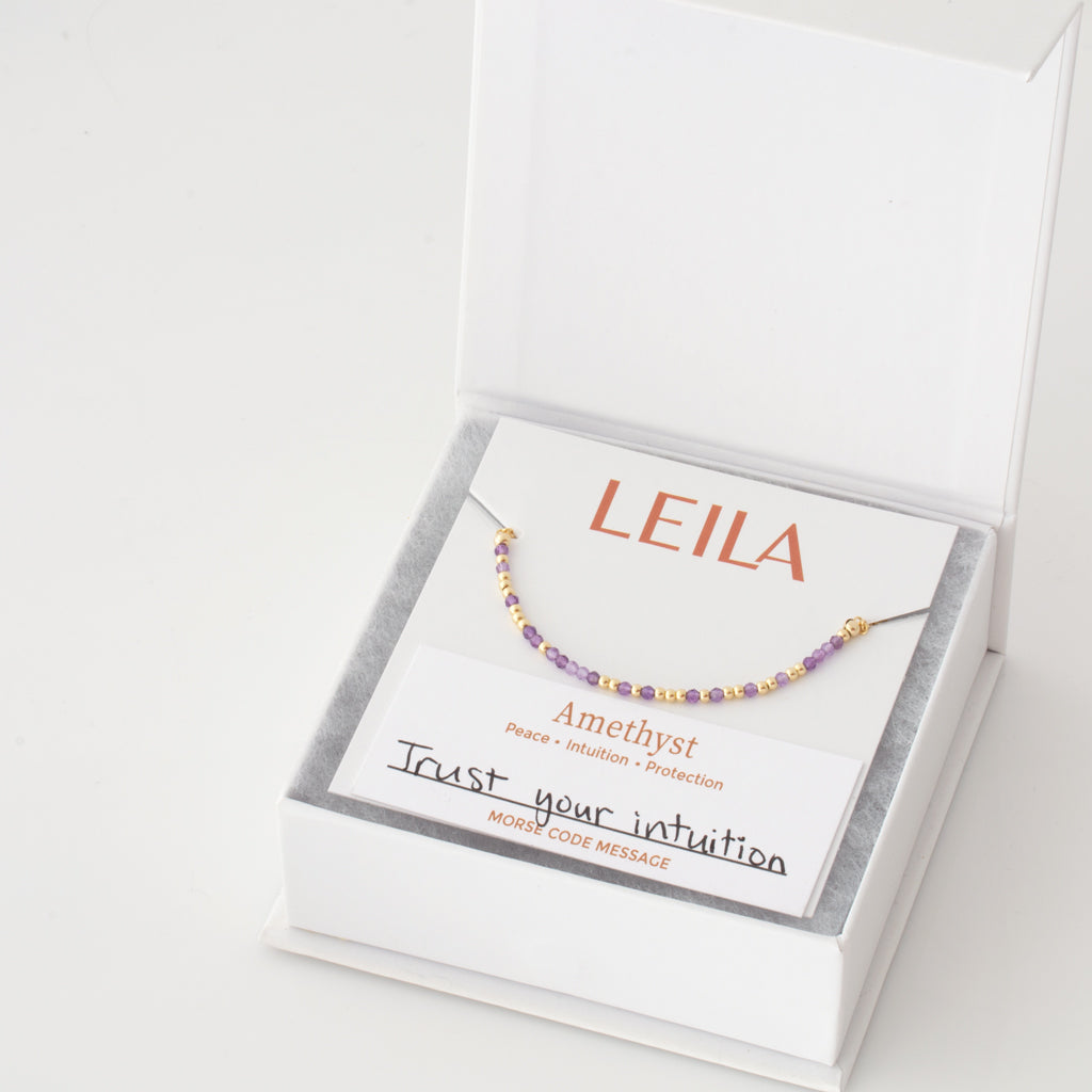 Mini Amethyst Morse Code Bracelet