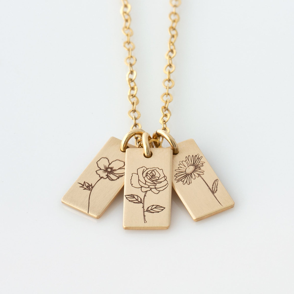Birth Flower and Initial Tag Necklace