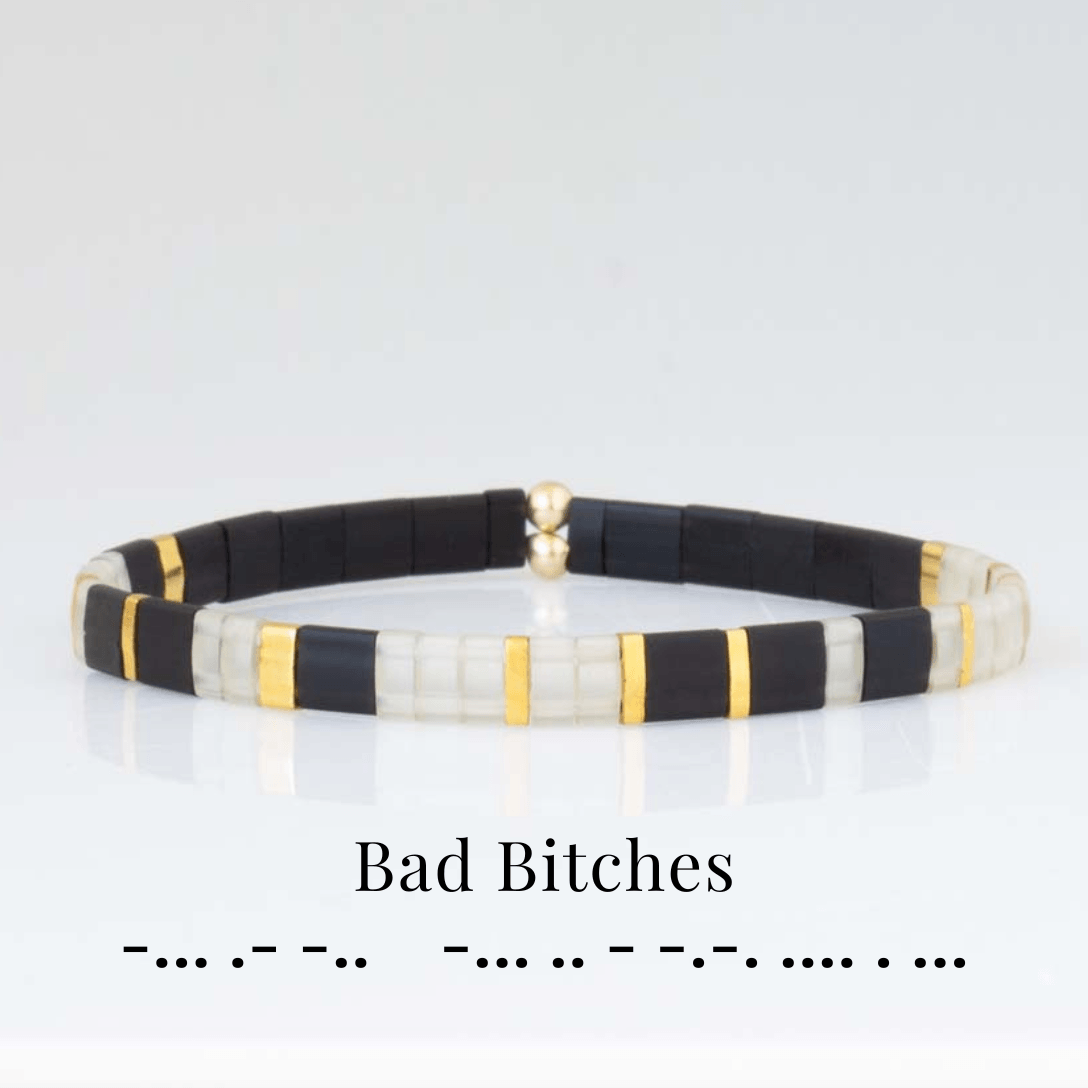 "Bad Bitches" Tila Morse Code Bracelet