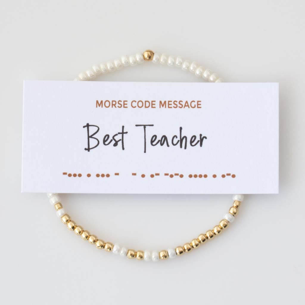 "Best Teacher" Endless Morse Code Bracelet