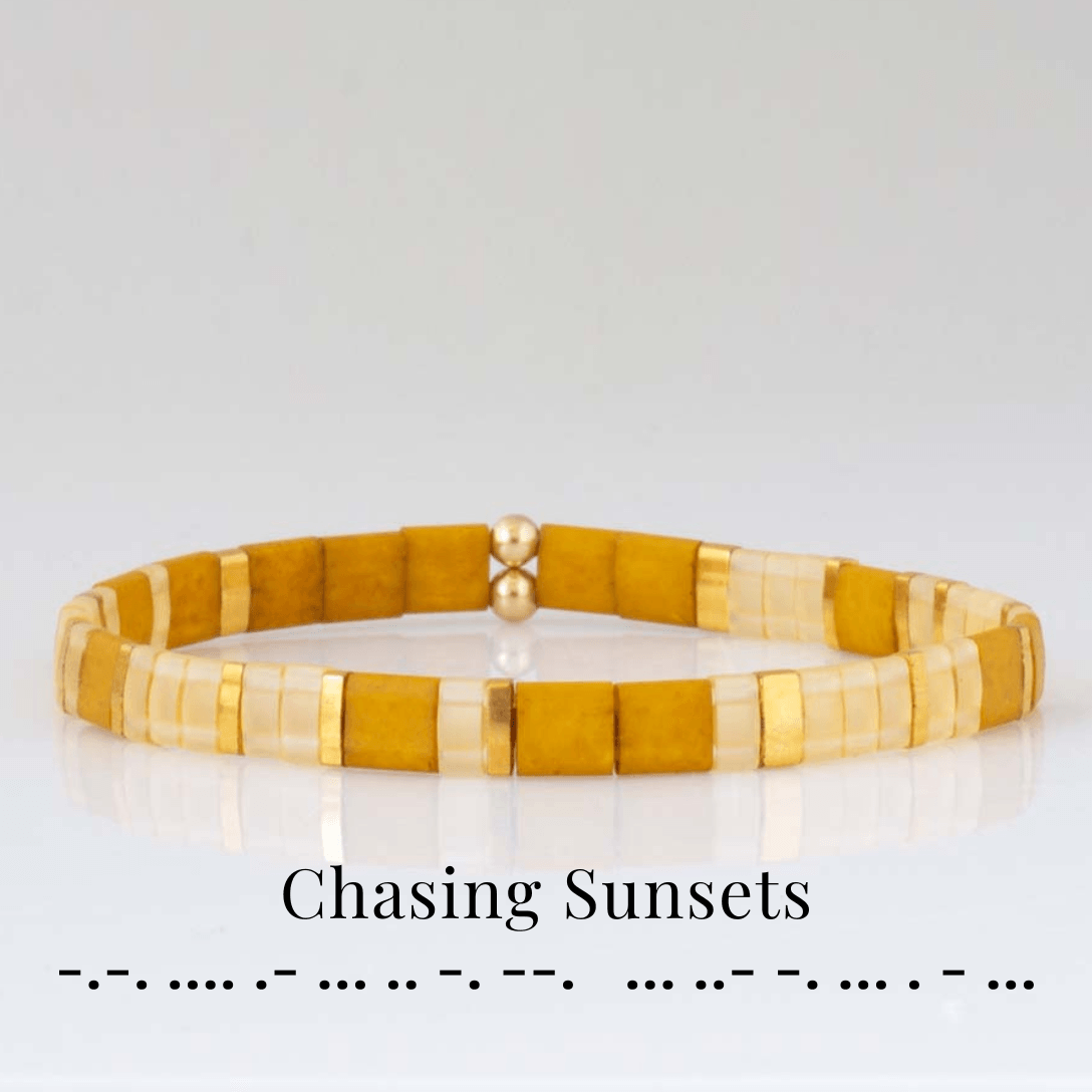 "Chasing Sunsets" Tila Morse Code Bracelet