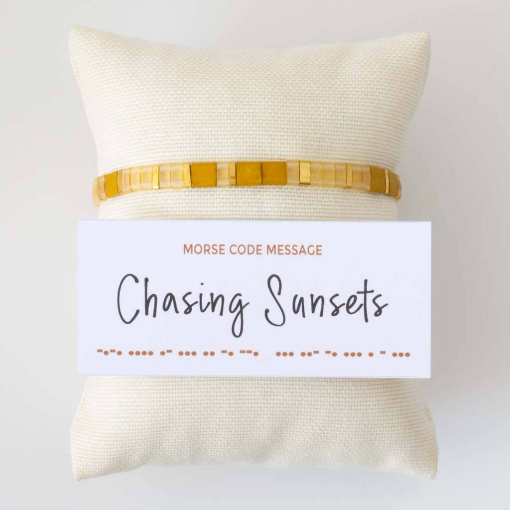 "Chasing Sunsets" Tila Morse Code Bracelet