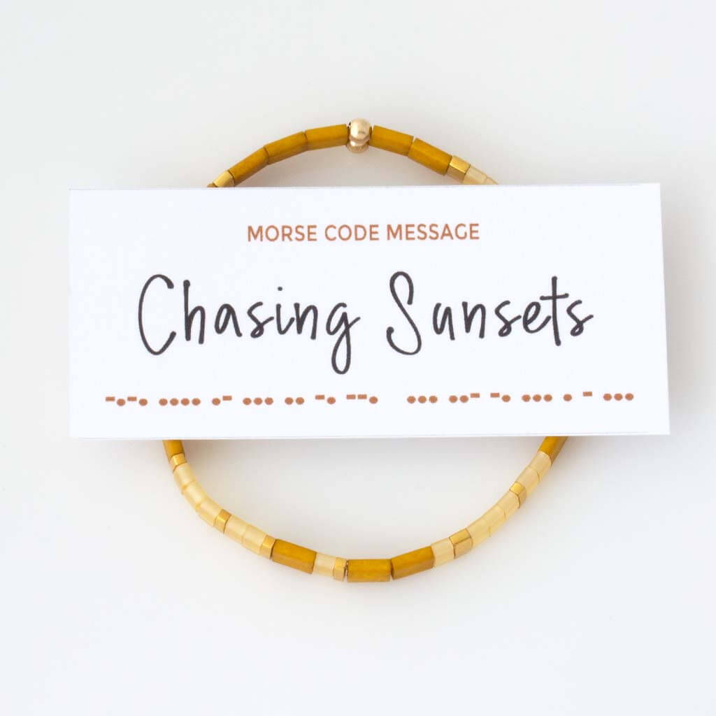 "Chasing Sunsets" Tila Morse Code Bracelet