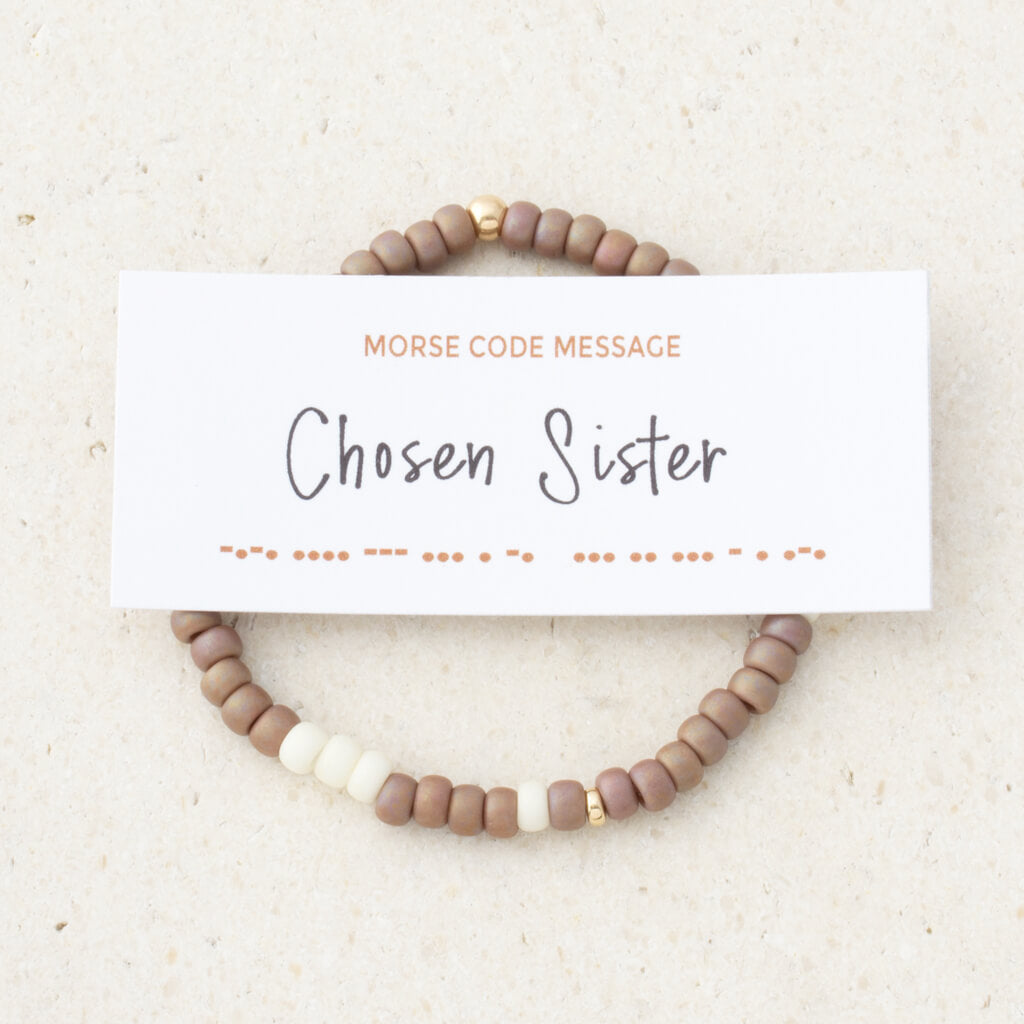 "Chosen Sister" Two-Tone Bubble Morse Code Bracelet