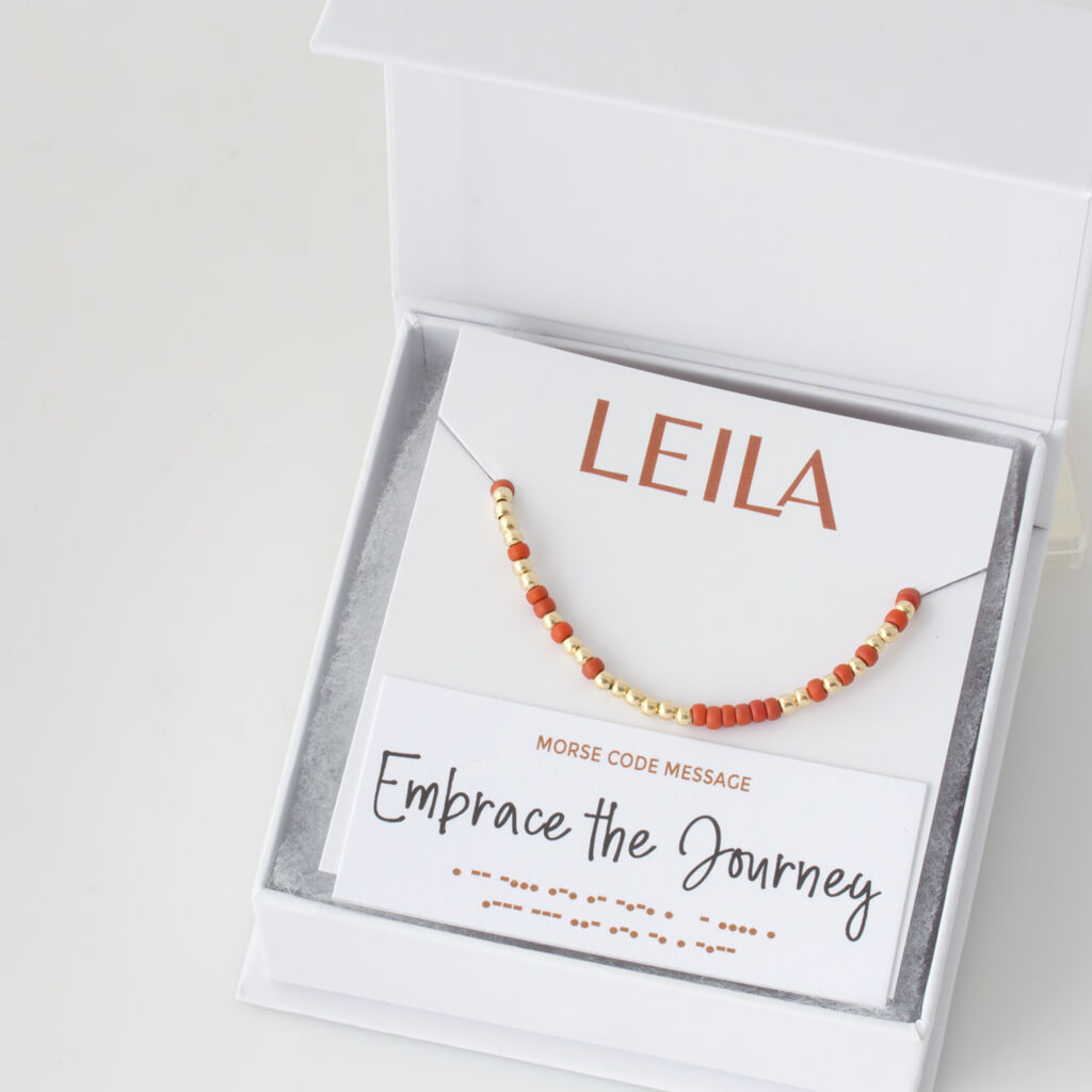 &quot;Embrace The Journey&quot; Endless Morse Code Bracelet