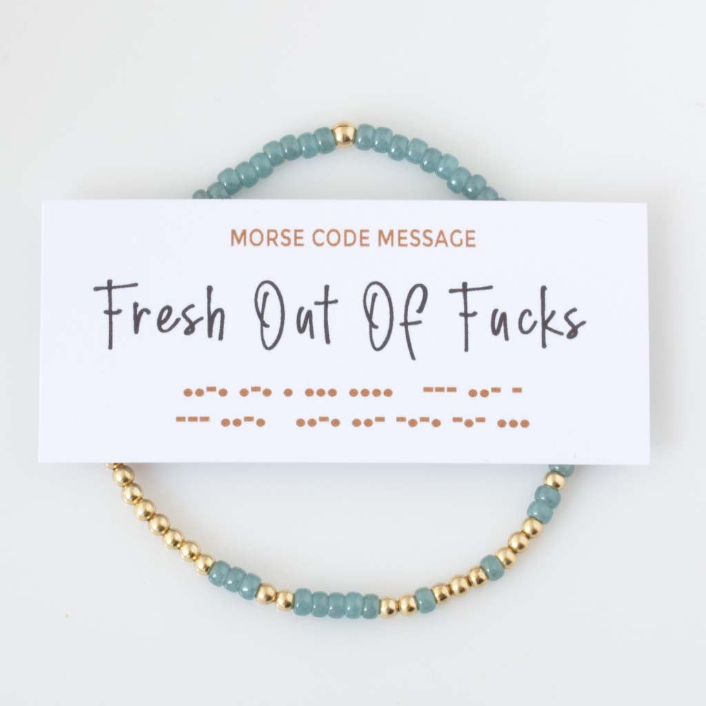 "Fresh Out Of Fucks" Endless Morse Code Bracelet