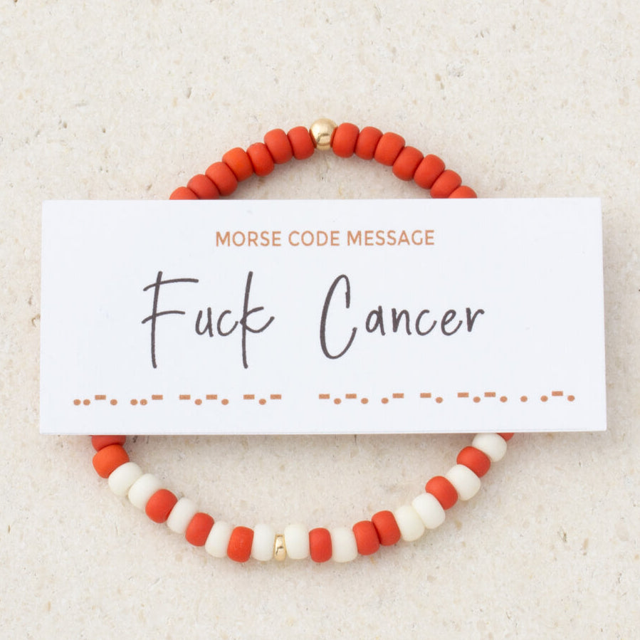 "Fuck Cancer" Two-Tone Bubble Morse Code Bracelet