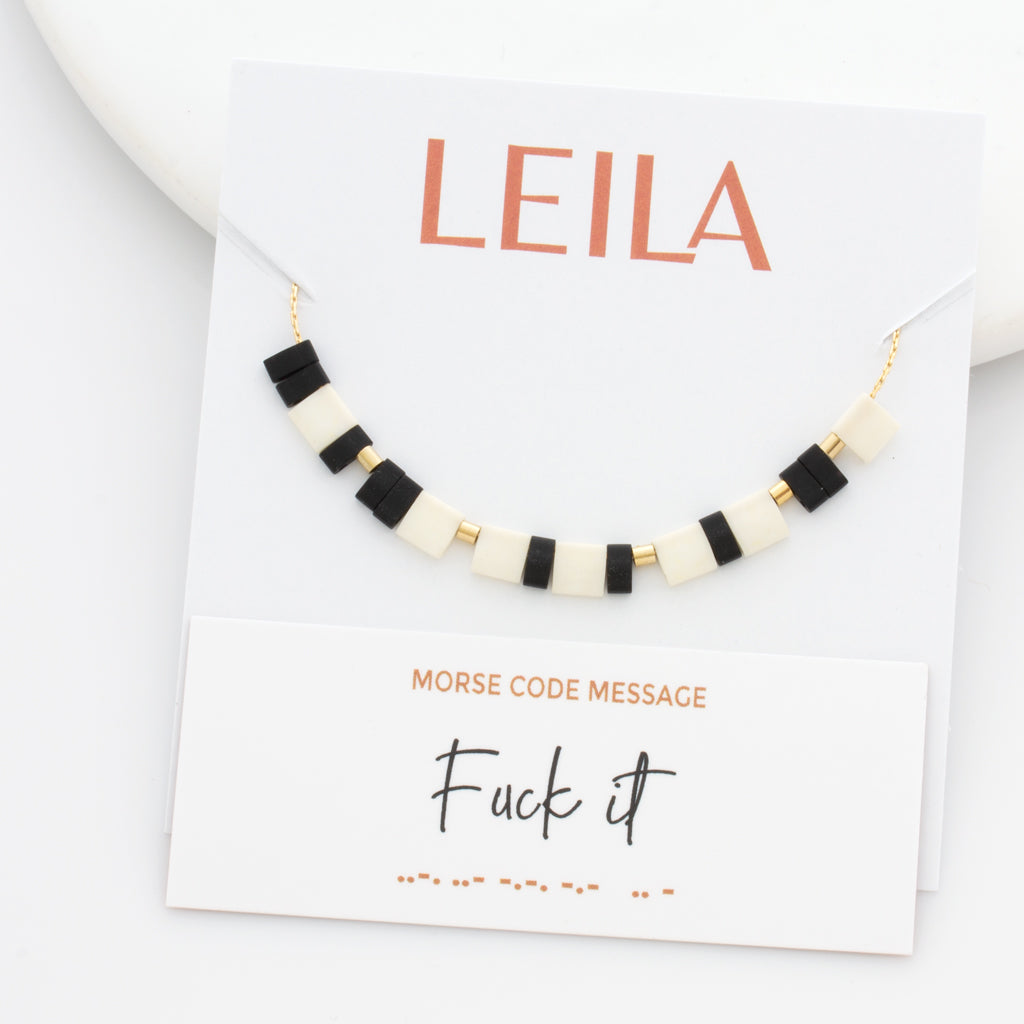 Color Block Morse Code &quot;Fuck It&quot; Necklace