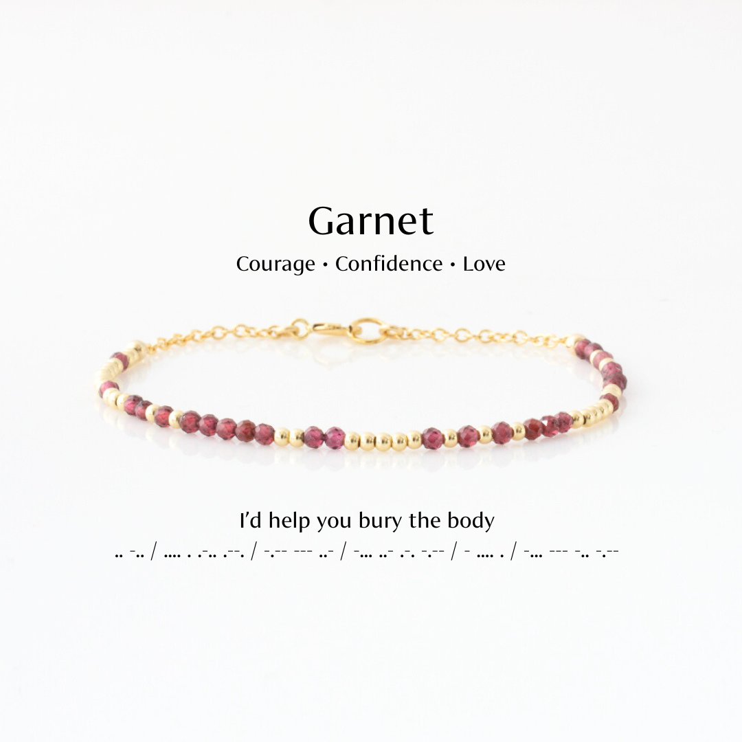 Mini Garnet Morse Code Bracelet