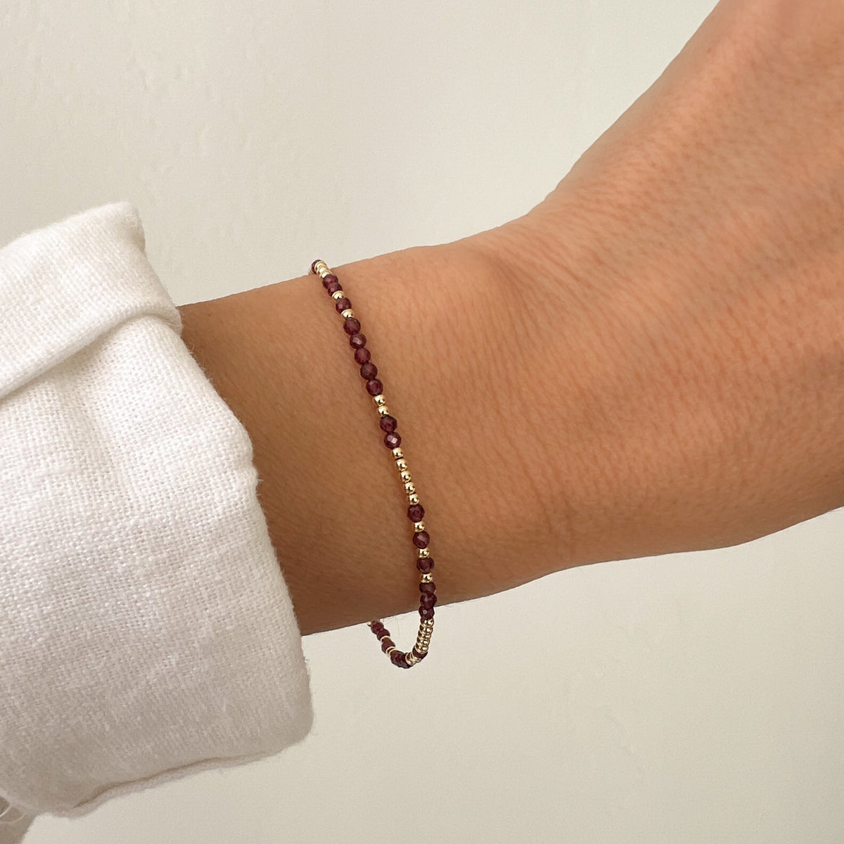 Mini Garnet Morse Code Bracelet