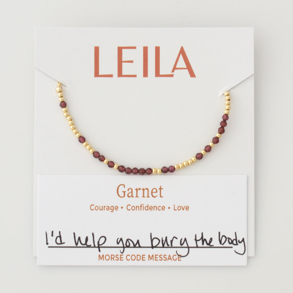 Mini Garnet Morse Code Bracelet