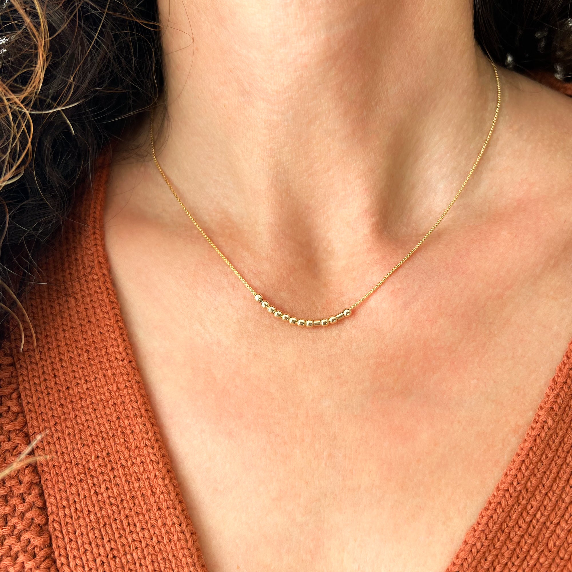 Morse Code Shop Custom Golden Morse Code Necklace - LEILA