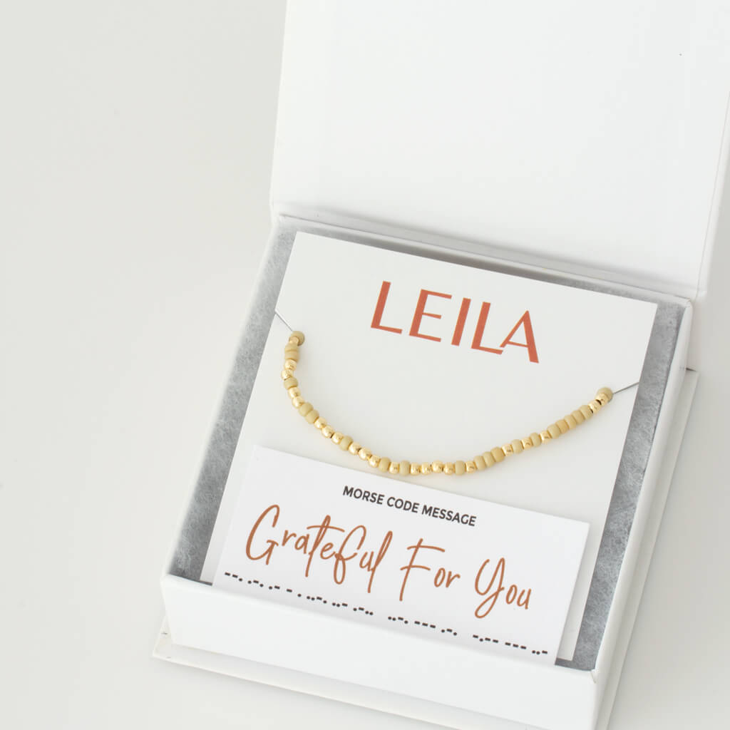 "Grateful For You" Endless Morse Code Bracelet