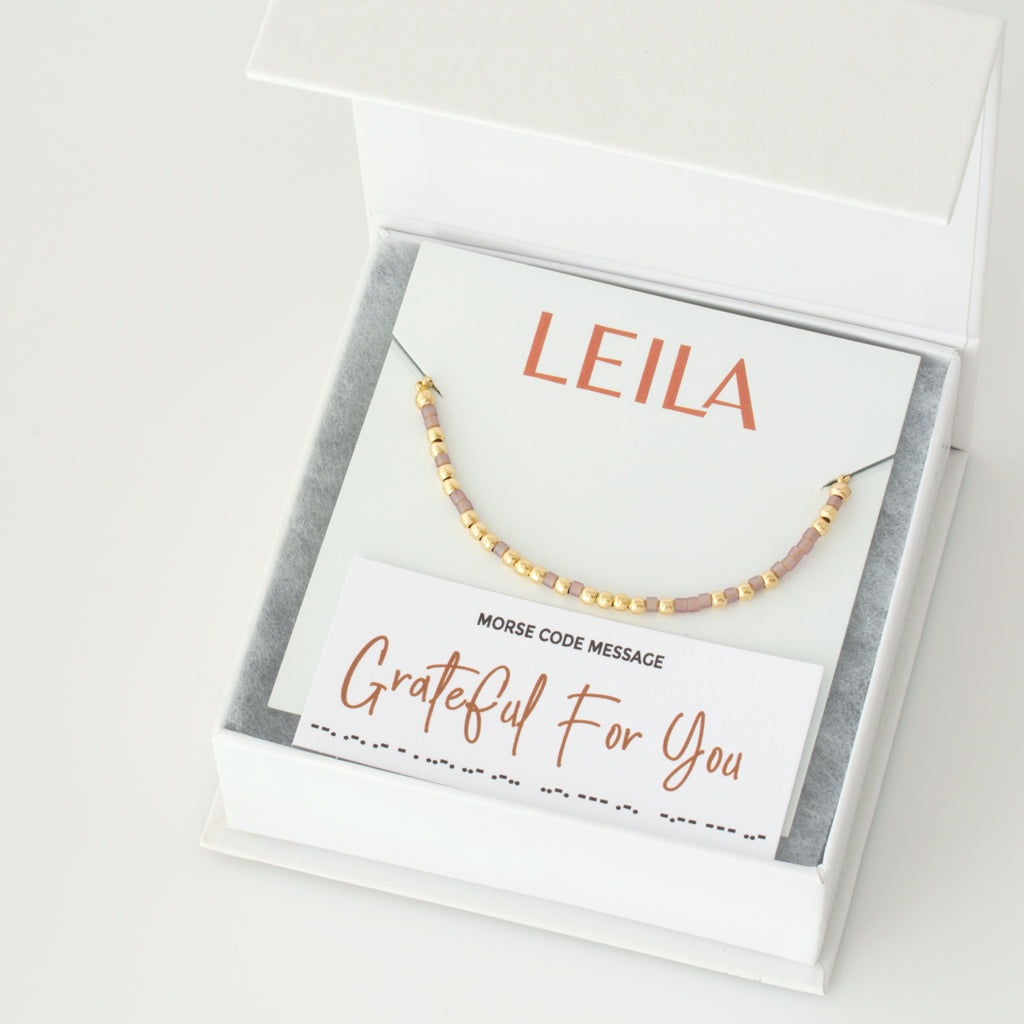 "Grateful For You" Morse Code Bracelet