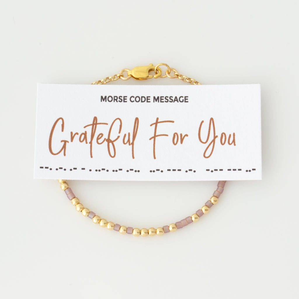 "Grateful For You" Morse Code Bracelet