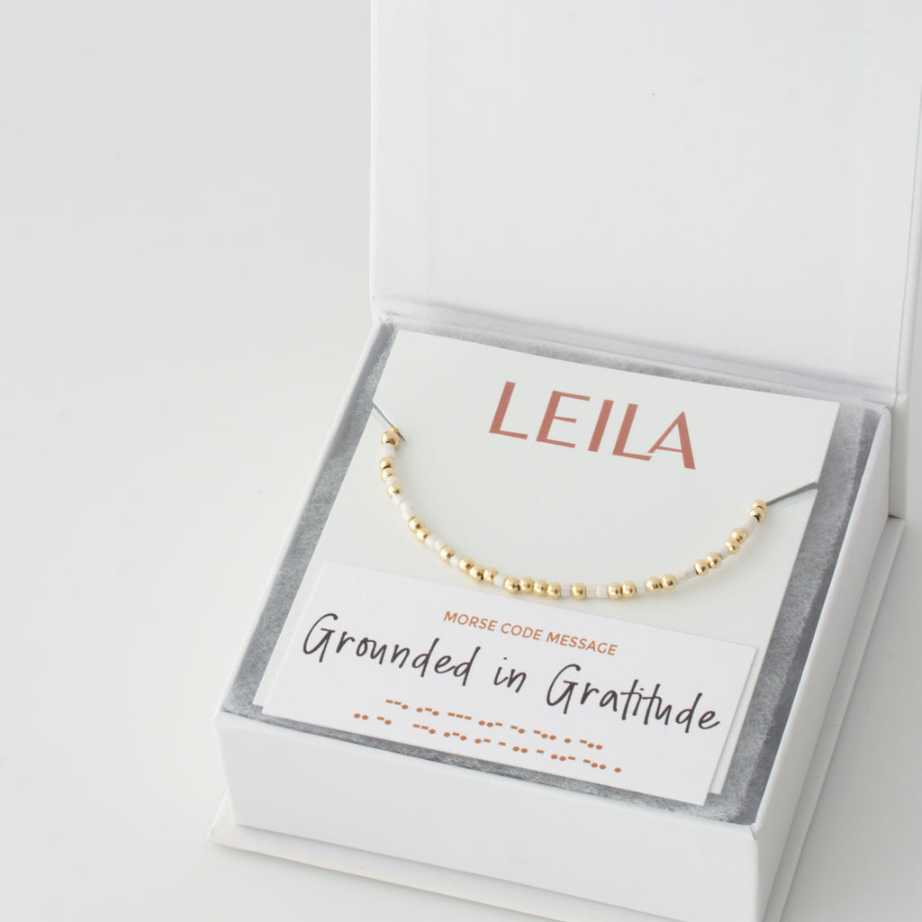 "Grounded In Gratitude" Morse Code Bracelet