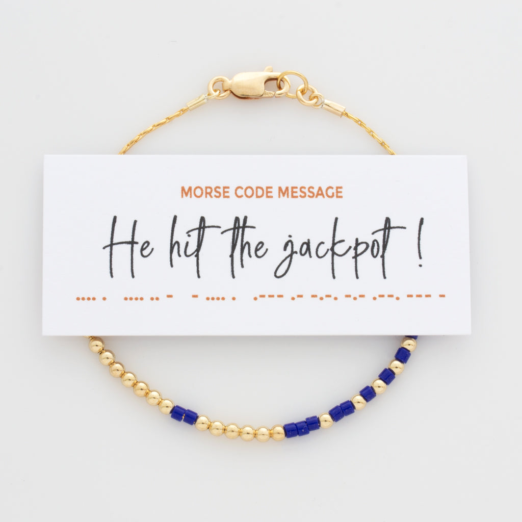 &quot;He Hit The Jackpot&quot; Morse Code Bracelet