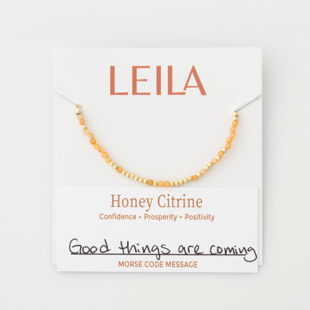 Mini Honey Citrine Morse Code Bracelet