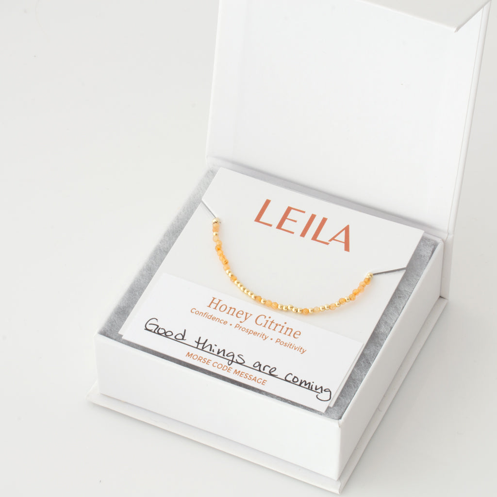 Mini Honey Citrine Morse Code Bracelet