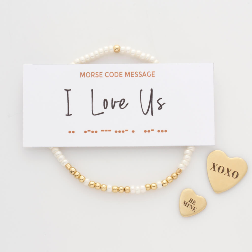 "I Love Us" Endless Morse Code Bracelet