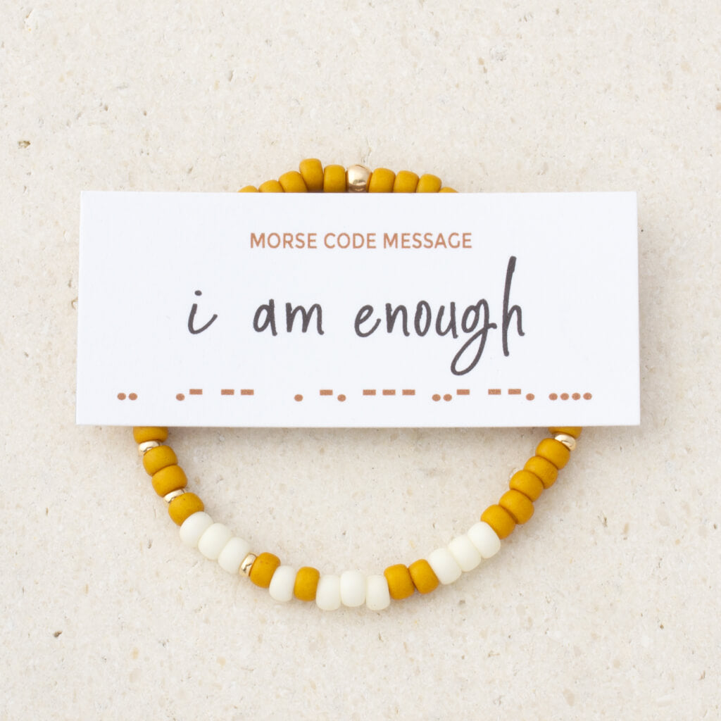 "I Am Enough" Two-Tone Bubble Morse Code Bracelet