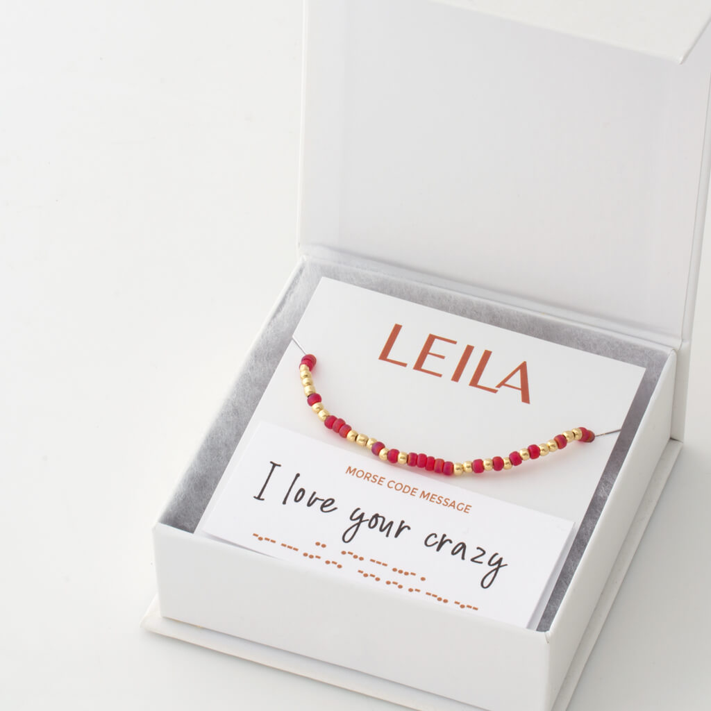 "I Love Your Crazy" Endless Morse Code Bracelet
