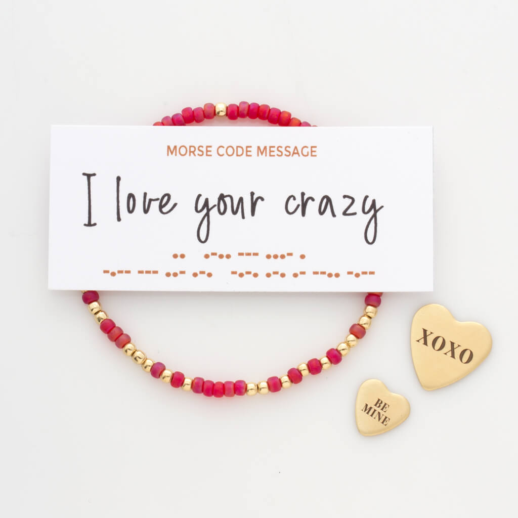 "I Love Your Crazy" Endless Morse Code Bracelet
