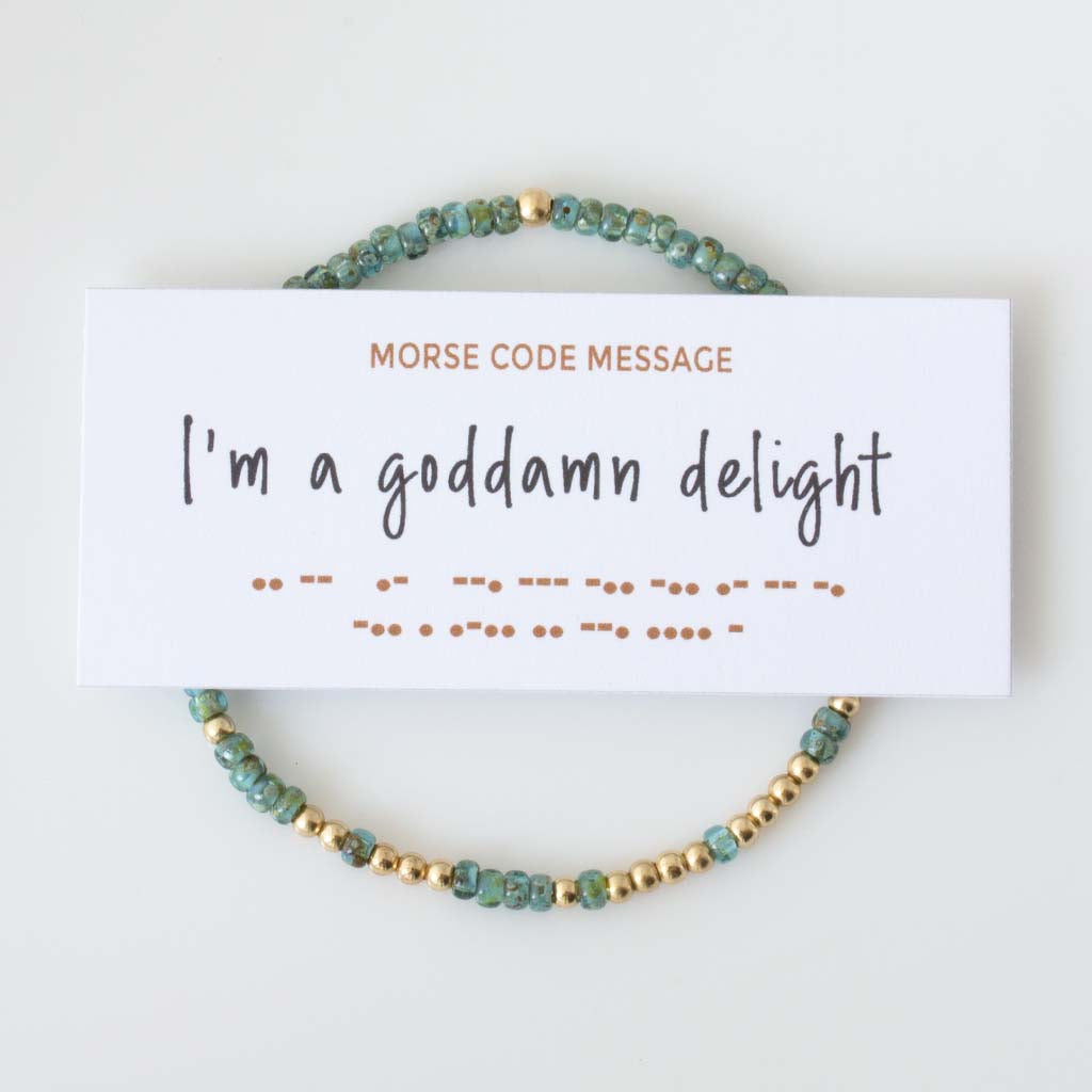 "I'm A Goddamn Delight" Endless Morse Code Bracelet
