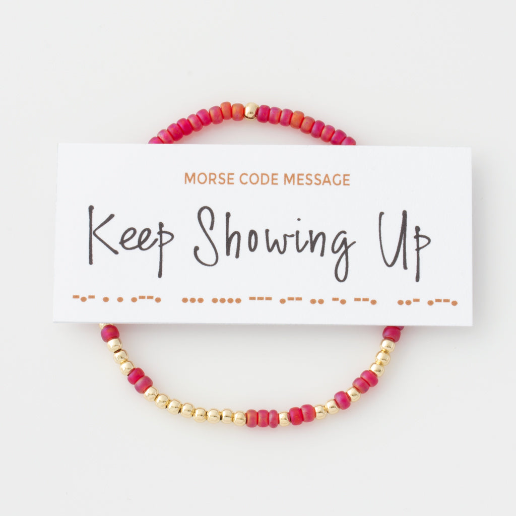 "Keep Showing Up" Endless Morse Code Bracelet