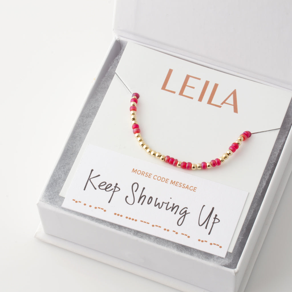 "Keep Showing Up" Endless Morse Code Bracelet