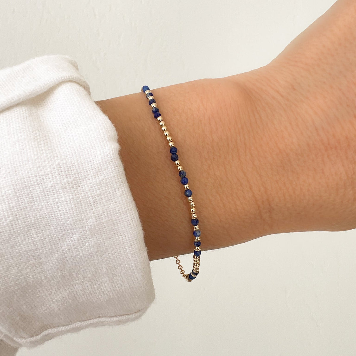 Mini Lapis Lazuli Morse Code Bracelet